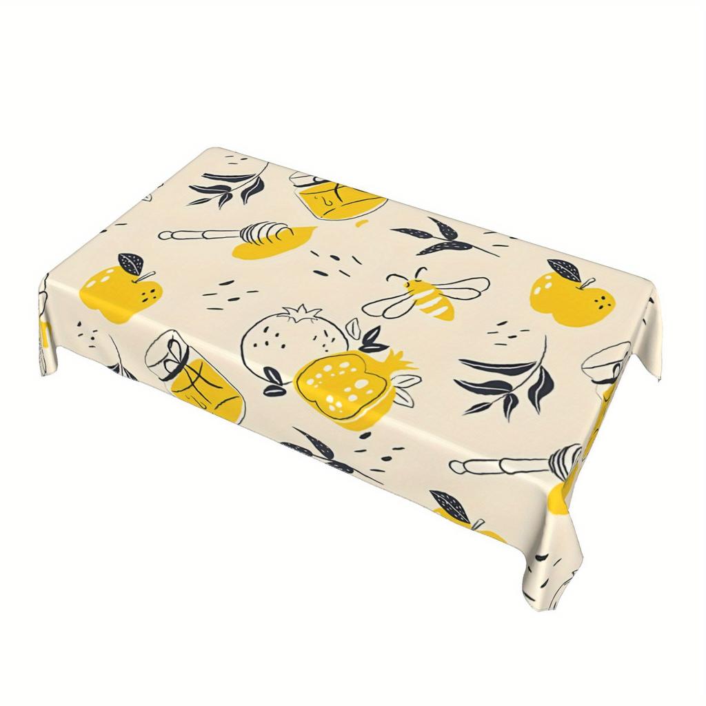 Rosh Hashanah Rectangle Tablecloth for Table Decor Kitchen Dining Waterproof Reusable Table Cloth for Tables Holiday Party