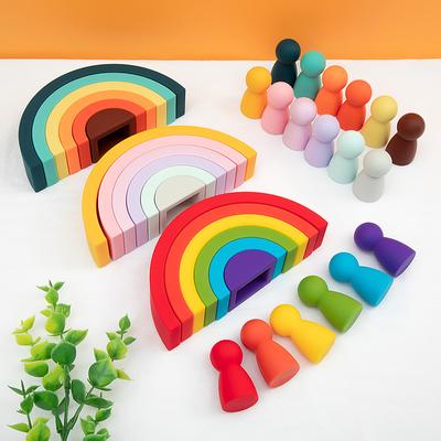 Nové silikonové stavební bloky Rainbow Silikonové kousátko pro miminka Bez BPA Měkké silikonové bloky Vzdělávací hračky Dárky pro miminka