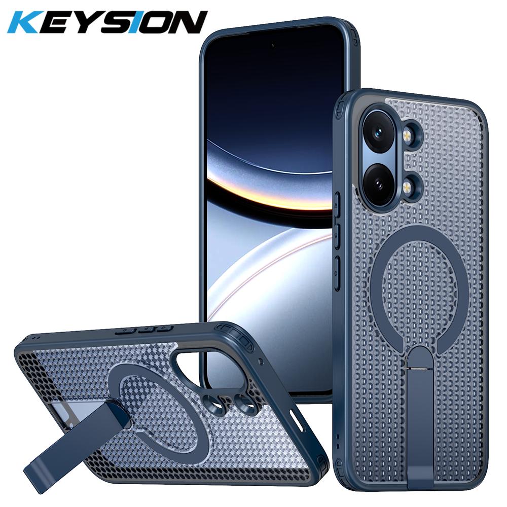 KEYSION Dutý kryt pro odvod tepla s MagSafe pro Xiaomi POCO X8 Pro Max Magnetické chlazení Skrytý stojánek Nárazuvzdorný kryt telefonu