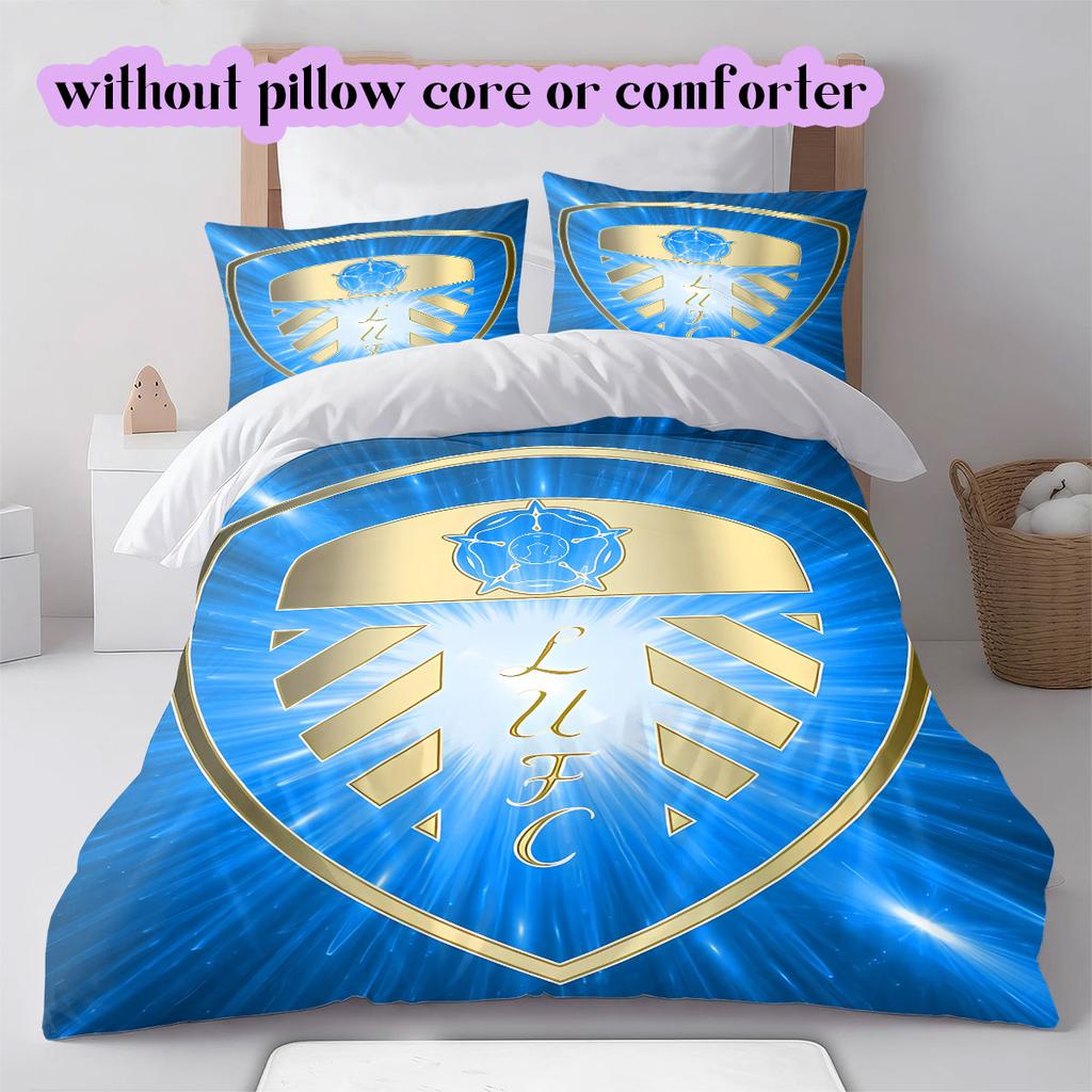 Leeds United Pattern Bedding,Quilt Set Quilt Cover Pillowcase Home Birthday Gift (1*duvet cover+2*pillowcase,without core)