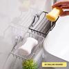 2PCS Stainless Steel Soap Rack Punch-free Nail-free Bathroom Single Layer Drain Wall Hanging Sucker Soap Box Light Luxury Shelf