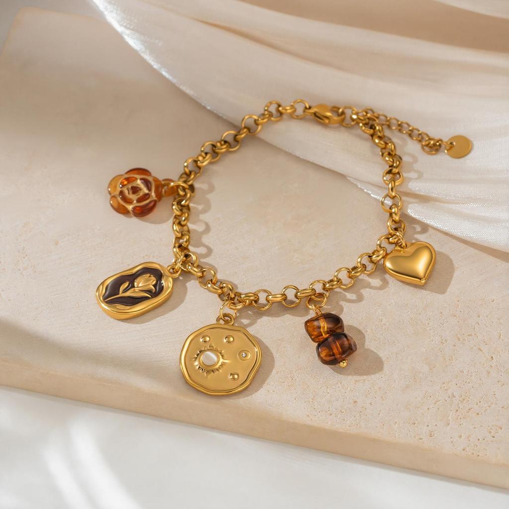 Flower Medal Multi-pendant Women's Waterproof Bracelet