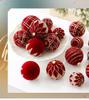 8cm Wine Red Flocked Christmas Ball Ornament for Tree Decoration