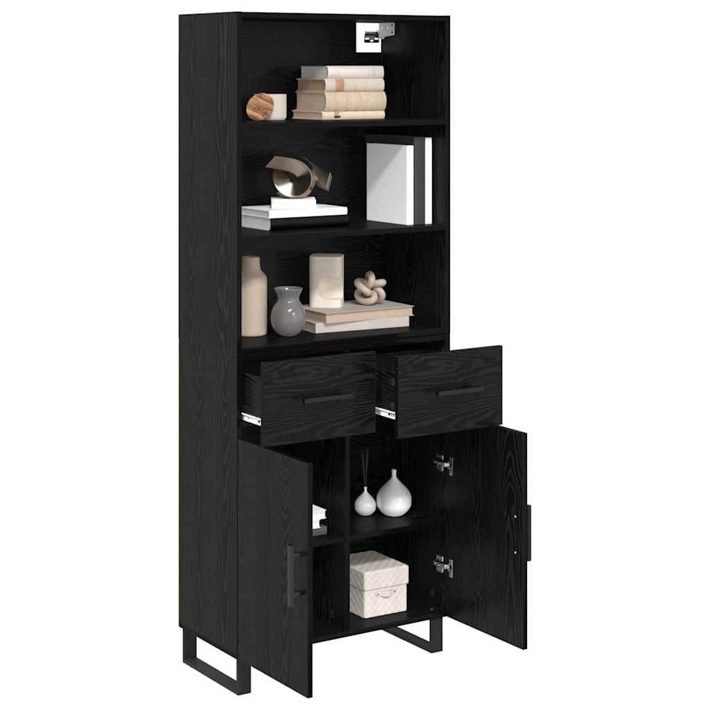 Highboard 2 pcs Black Oak Effect 69.5 x 34 x 180 cm