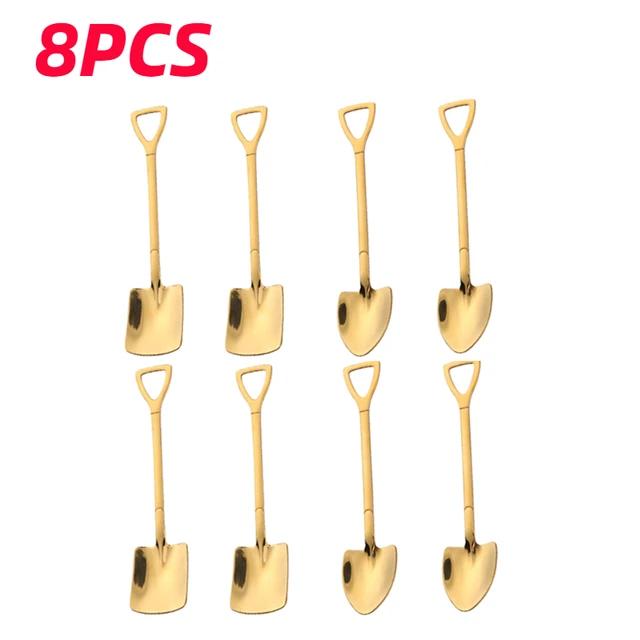 

Новые 4/8 шт. Ложки-лопатки из нержавеющей стали, чайные ложки, креативные кофейные ложки для мороженого, десертные ложки, столовые приборы, набор столовых приборов