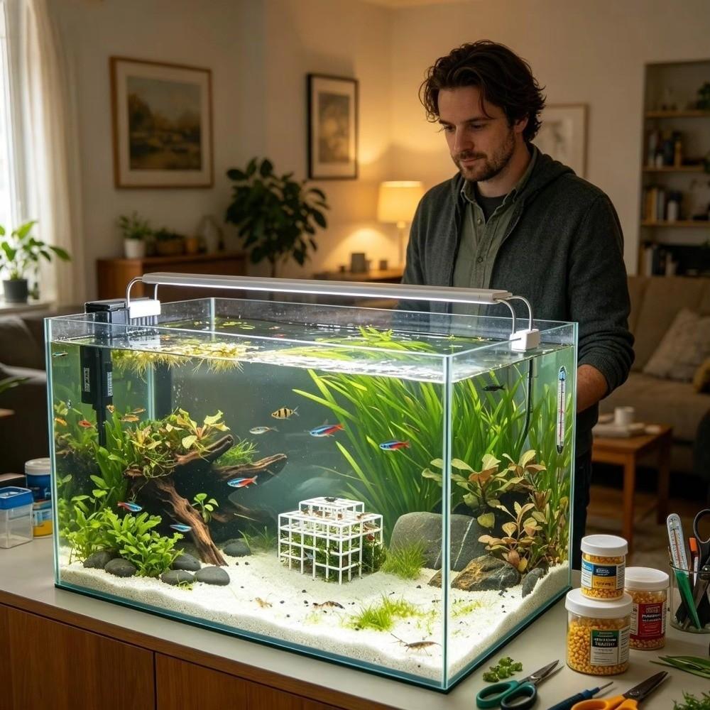 Grid Multi-level Fish Tank Hideout 3D Printed Betta Shelter Cave  For Shrimp Habitat