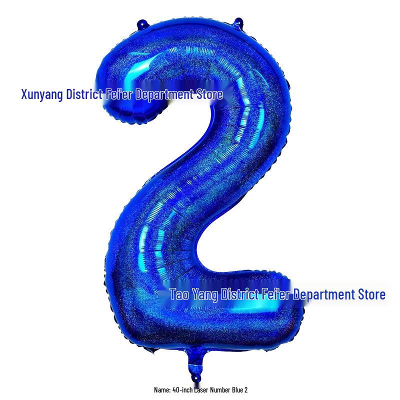 Large 40-Inch Navy Blue Laser Number Foil Balloon for Birthday Decoration