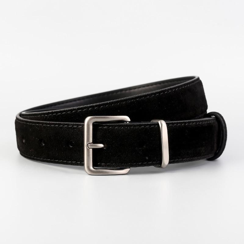 

Genuine Leather Womens Retro Fashion Belt With Metal Pin Buckle For Business And Casual Wear BlackSuede