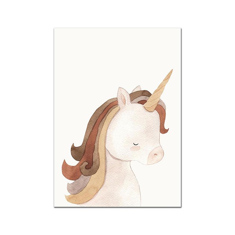 Nordic Nursery Poster Flower Rainbow Heart Boho Art Print Rabbit Unicorn Canvas Painting Beige Wall Picture Baby Kids Room Decor