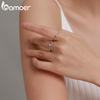 Anel ajustável de prata esterlina 925 bamoer, simples, elegante, banhado a ouro, platinado, zircônia, joias finas para mulheres