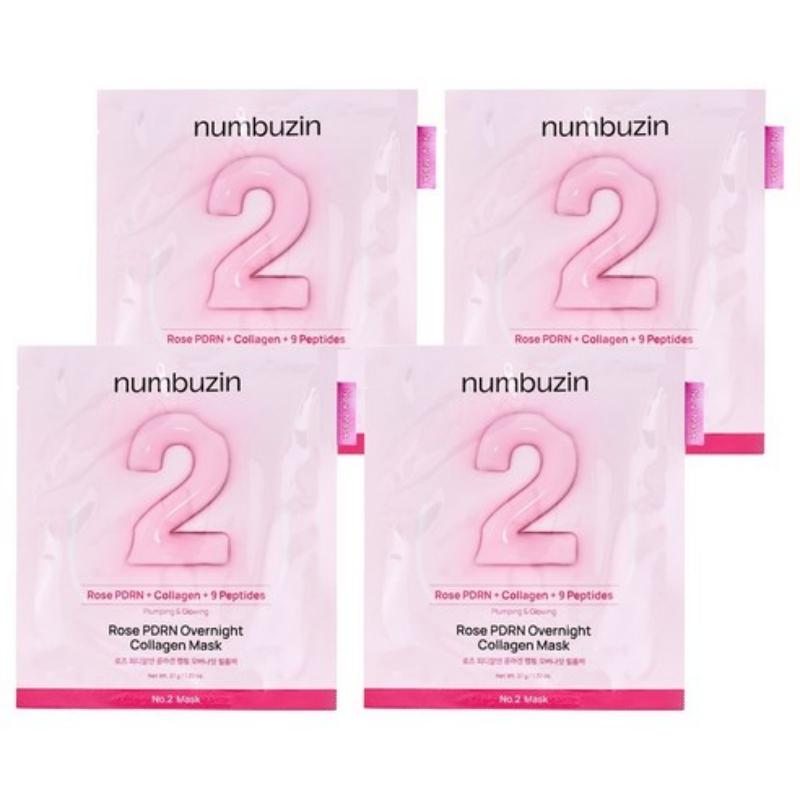 NUMBUZIN №2 Розовая PDRN Ночная Коллагеновая Маска 37г*4 шт. 4EA