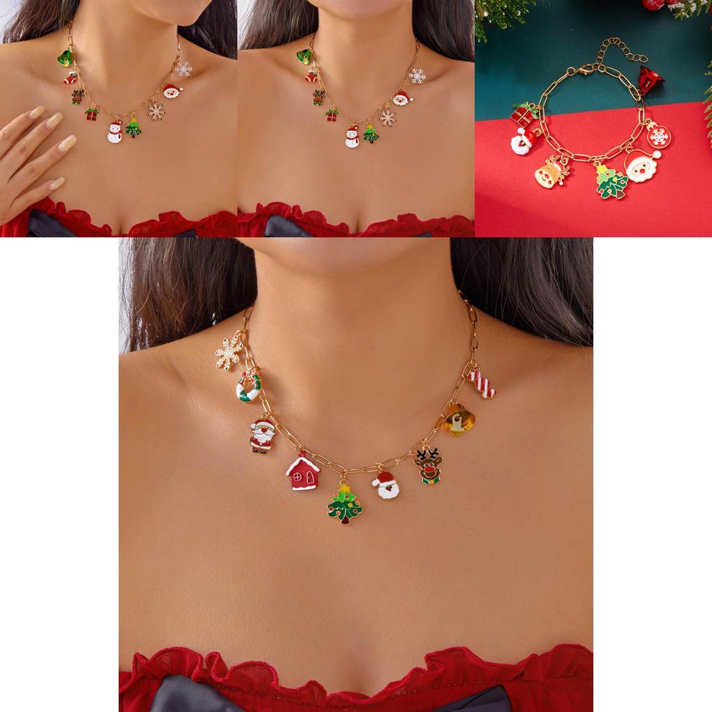 Christmas Holiday Jewelry Set With Zinc Alloy Geometric Pendant And Multi Style Chains For Men And Women
