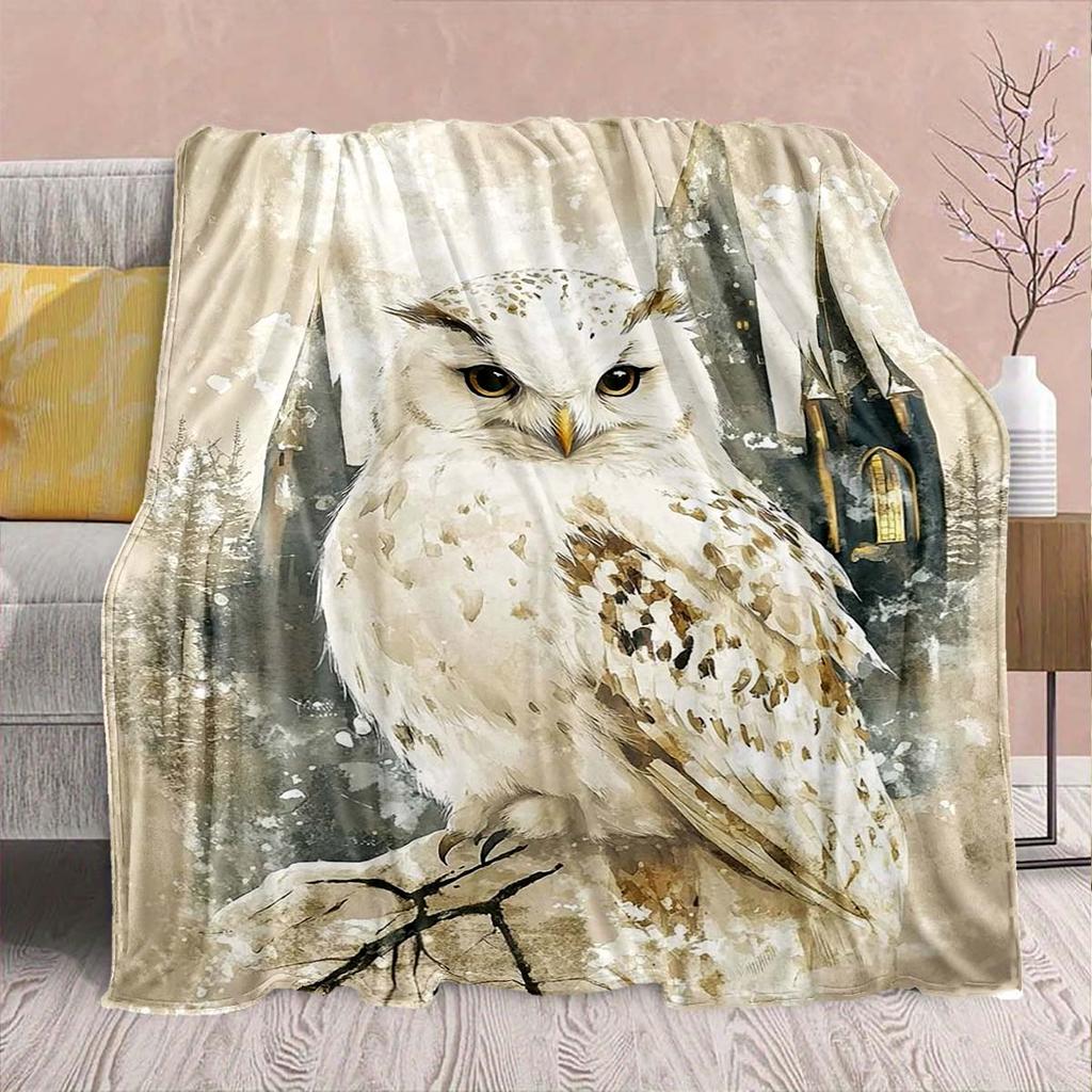 Harry Potter Magic Owl Flannel Blanket - Soft Warm Perfect for Sofa, Bedding Camping Travel Office Home Decor -QJY