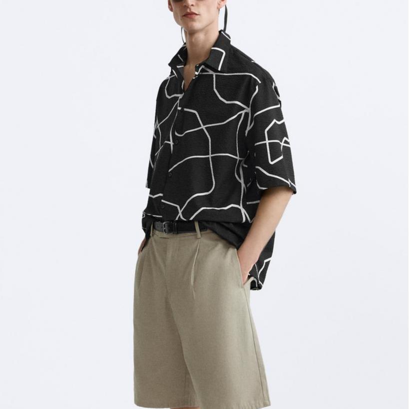 Zara Loose Fit Printed Comfortable Simple Short Sleeve Shirt Men Shirts Multicolor 7380571-021