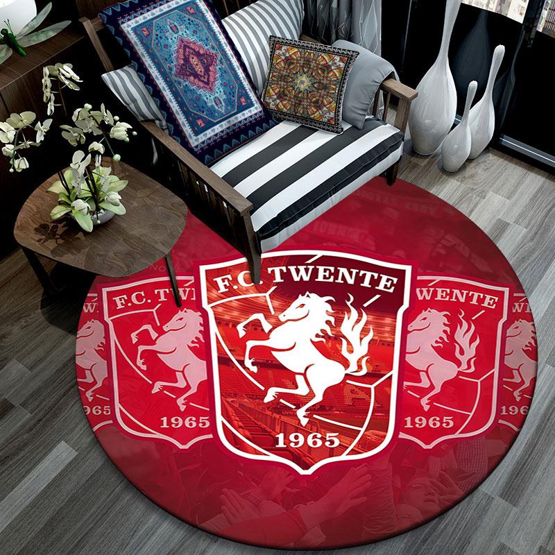 FC Twente Enschede pattern round rug,Carpet Rug for Living Room Bedroom Playroom ,Non-slip Floor Mat,Holiday Gifts and Birthday Gifts.