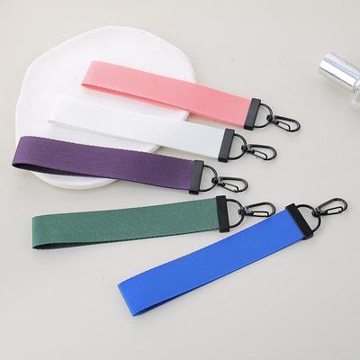 Personalized Solid Color Woven Ribbon Keychain with Tassel - Perfect for School Bags and Backpacks.