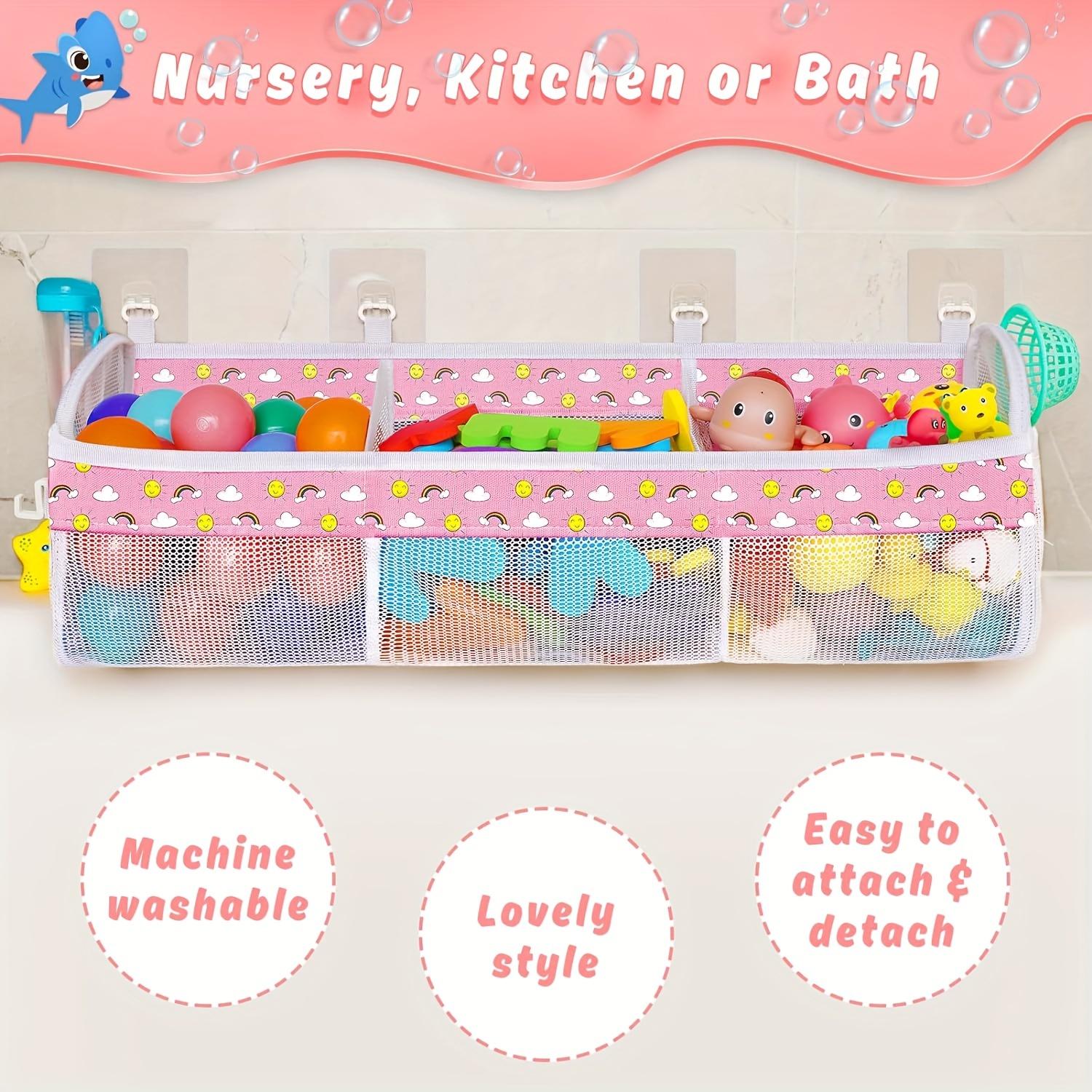 

Многофункциональная сетчатая сумка для хранения, подходит для ванных комнат и душевых - Идеально подходит для хранения игрушек, закусок и аксессуаров для волос розовый