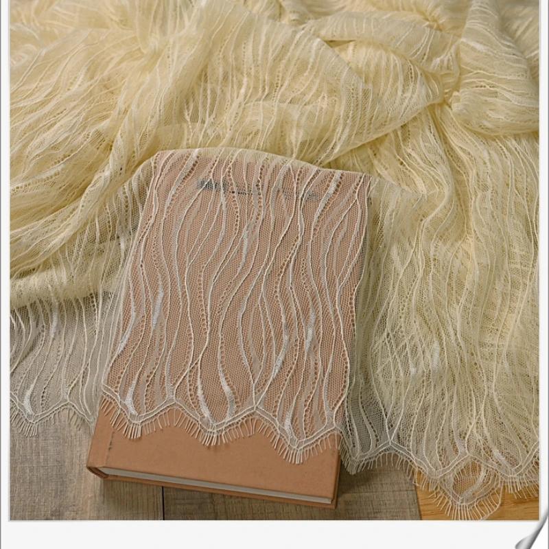 1.5x3Meters/Piece Wedding Lace Thin And Soft Wave Pattern Eyelash Lace Fabric DIY Sewing Handmade Wedding Dress Lace Material