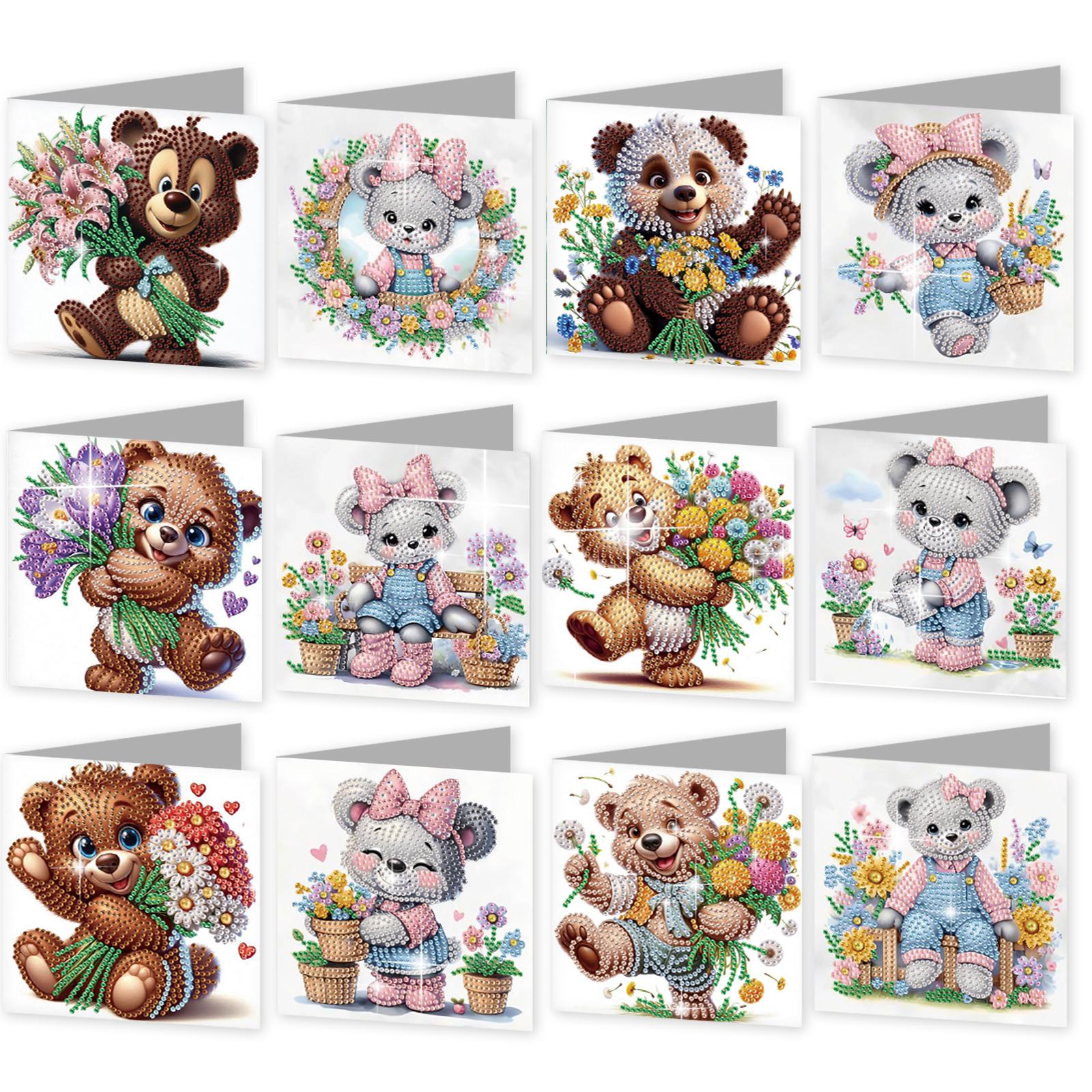 

12pcs Color Pattern DIY Diamond Art Handmade Cards Diamond Painting Daily Wishing Cards for Birthdays Thanksgiving and Holidays