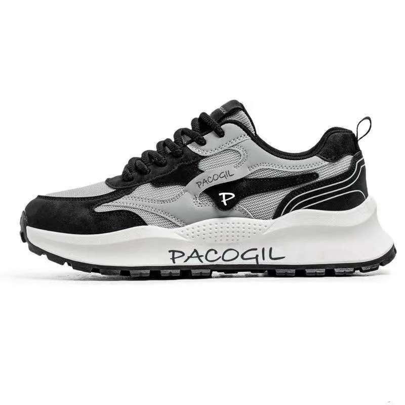 Trendy Men Dad Shoes Mesh Breathable Thick Sole Comfortable Daily Casual Sneakers 39 чёрный