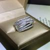 Multi Cross Paved CZ Rings Women High Quality CopperColor Wedding Bands Accessories