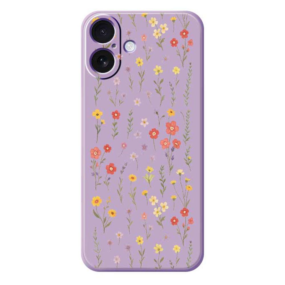 For iPhone 17 Case Flowers and Grass Pattern Printing Straight Edge TPU Phone Back Cover