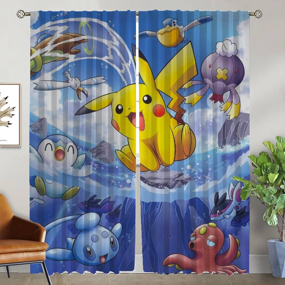 

Modern Living Room Curtains 2 Pieces P-pokemones Halloween Decoration Partition Window Curtain Home Interior Curtains for Camera W50xH70cmx2pcs-CL