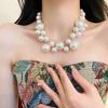 French temperament exaggerated pearl necklace women's light luxury design dress collarbone chain versatile accessories