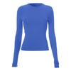 Dames Ronde Hals Lange Mouwen T-shirt Slim Fit Casual Effen Crop Top Gerimpeld Basic Dagelijks Laagjes Shirt