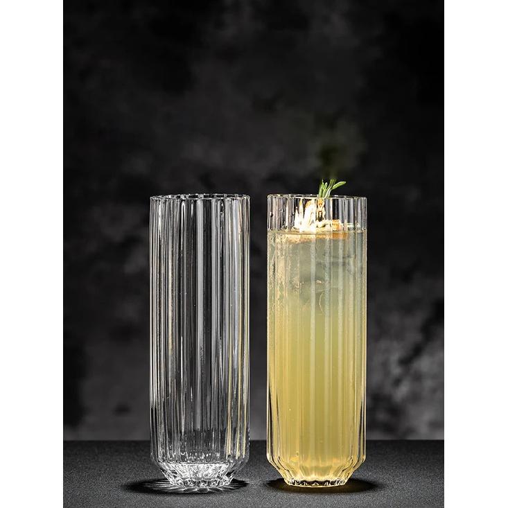 Crystal Glass Striped Creative Cocktail Glass Collins Glass Juice Glass Slightly Tipsy Mxing Glass Special Drink Glass Water Cup