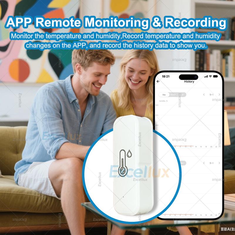 Zigbee Temperature And Humidity Sensor App Remote Monitor Indoor Thermometer Hygrometer Smart Home Works With Zigbee Gateway