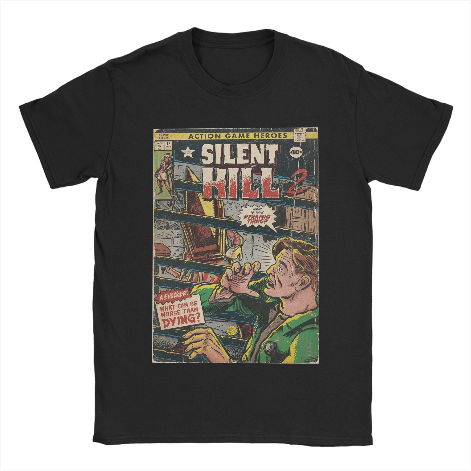 

Men T-Shirt Silent Hill Pyramid Head Heavy Metal Band Pure Cotton Tee Shirt Short Sleeve T Shirts O Neck Clothing Graphic XL