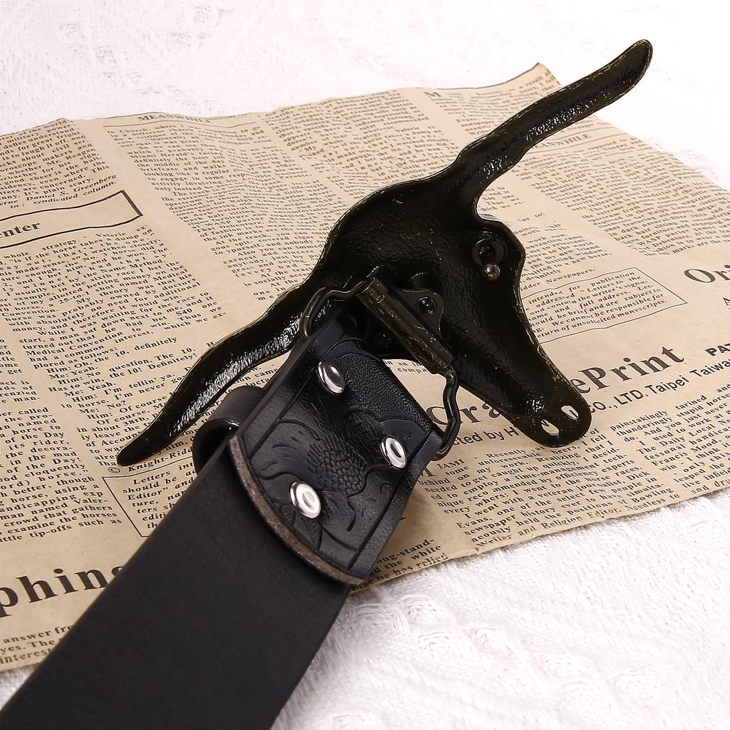 Men'S Belt Light Luxury Belt Men'S High-End Sense Bull'S Head Button Belt Men'S Trendy Men Can