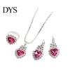 Lightweight Jewelry Set Heart for Women Shiny Rhinestone Elegant Necklace Earrings Ring Bridal Wedding Accessory Stylish