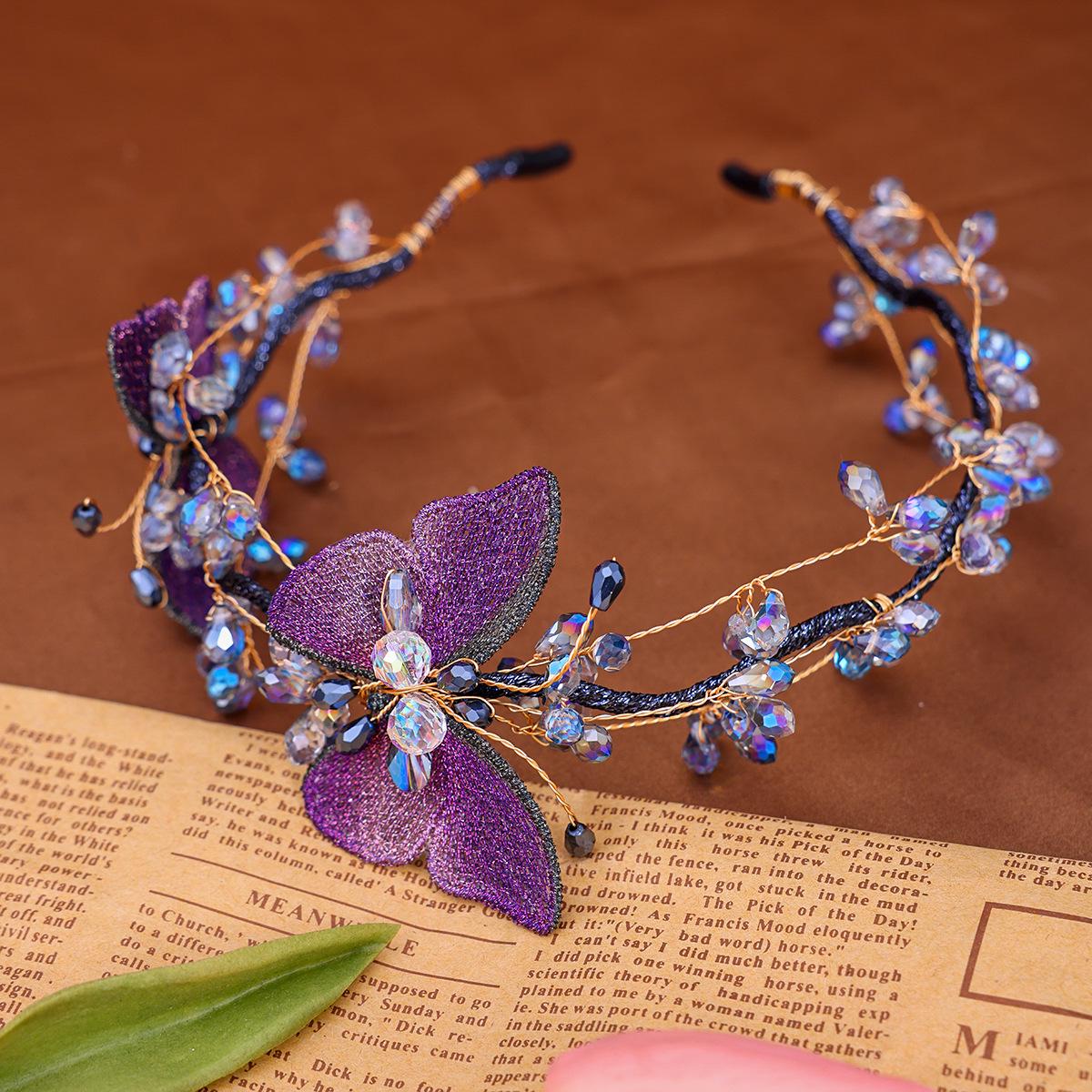 

Кристальная повязка на голову с сеткой и бабочкой: Аксессуары для волос ручной работы высокого класса для причесок пучков