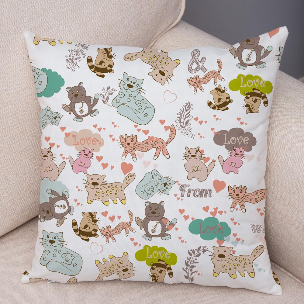 Cute Animal Pattern Cushion Cover Cartoon Friends Monkey Penguin Zebra Donkey Design Soft Square Pillow Home Decor Gift xcm