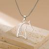 Horse Head Necklace Women Men Stainless Steel Jewelry Snake Chain Animal Pendant for Horseback Riders New Year Zodiac Horse Gift