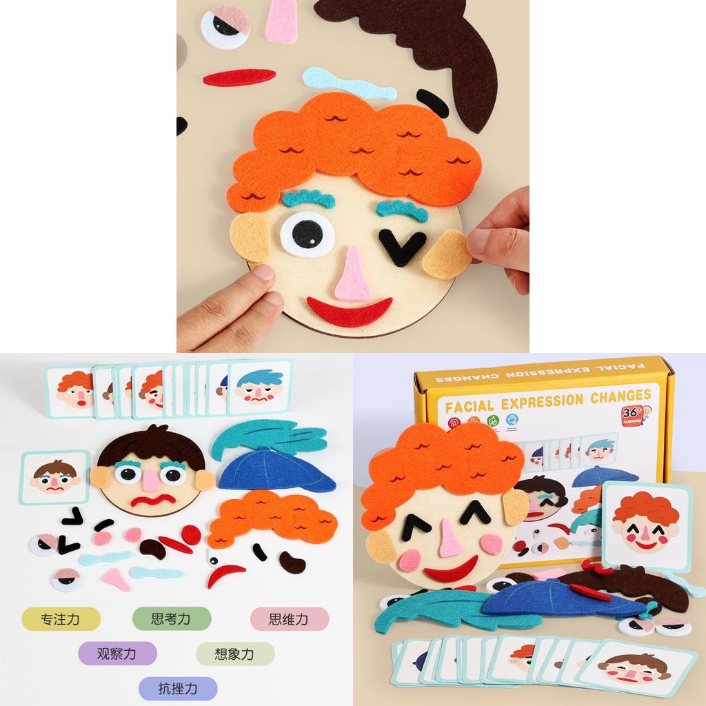 Wooden Puzzle For Kids With Facial Expression Changes Educational Toy For Preschoolers