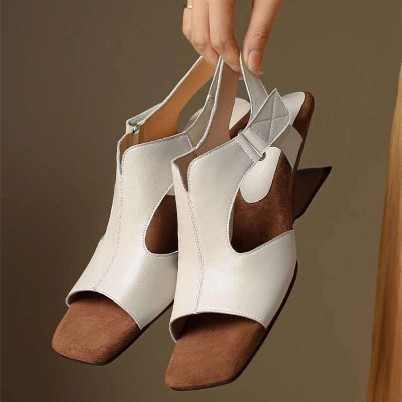 New Roman Style Retro Square Toe Open-toe Sandals Women's High-end Sense Versatile Special-heeled High-heeled Shoes