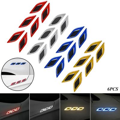 6 Stück Auto 3D Reflektierender Carbonfaser-Aufkleber Mode Auto-Styling Reflektierende Streifen Nachtsicherheitswarnung Auto-Außenzubehör