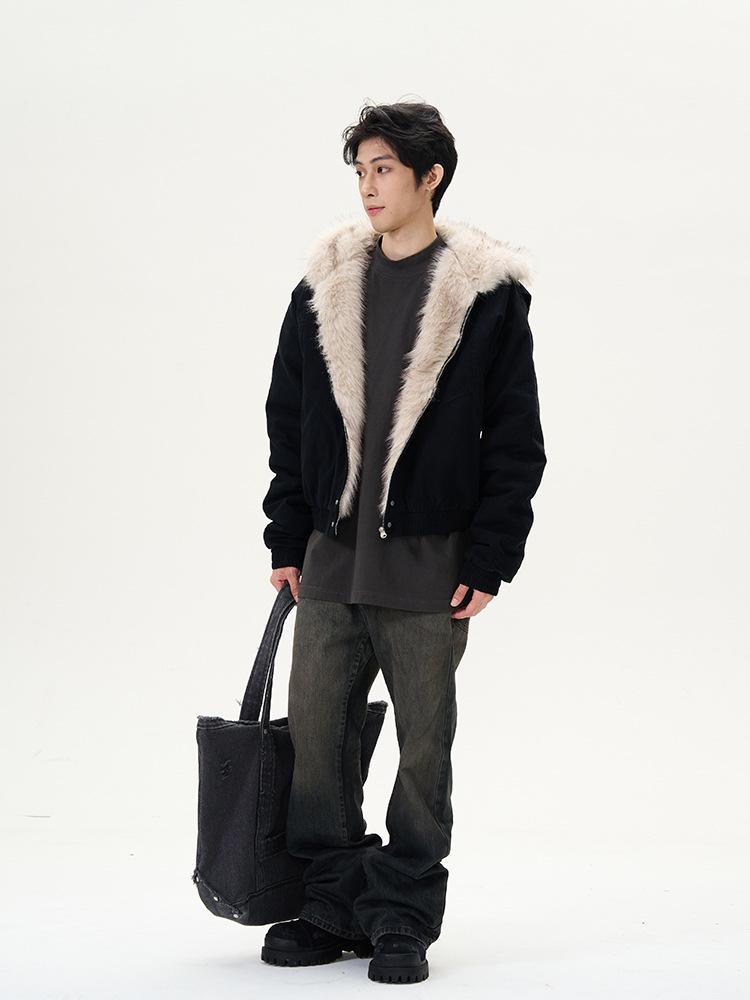 Winter 2025 Men's Plus Velvet Thickened Fur Collar Cotton Jacket - Warm Couple Style