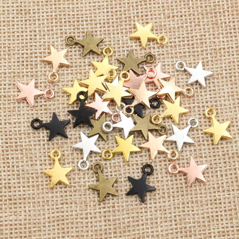 100 Stück Charms Stern 11x8mm Handgefertigt Bastelanhänger Herstellung passend, Vintage Tibetische Bronze Silber Farbe, DIY Für Armband Halskette