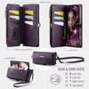 For iPhone/Samsung RFID Blocking Multilayer Wallet Phone Case Purse with 9 Card Slots+Zipper Pocket+Coin Sack Detachable Crossbody Strap + Wrist Strap