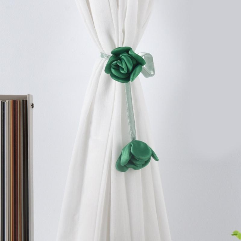 Flower Shape Curtain Holdbacks Polyester Fabric Multiple Color Option Simple Setup Window Decoration