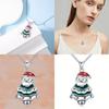 Christmas Santa Geometric Pendant Necklace With Micro Inlaid Alloy For Holiday Celebration