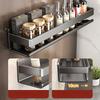 Kitchen Stainless Steel Storage Rack No Punching Bathroom Wall Shelf Seasoning Bottle Storage Kitchen Accessories Organizer