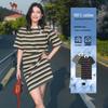 Camel Women's Striped Cotton Short Sleeve Polo Dress
