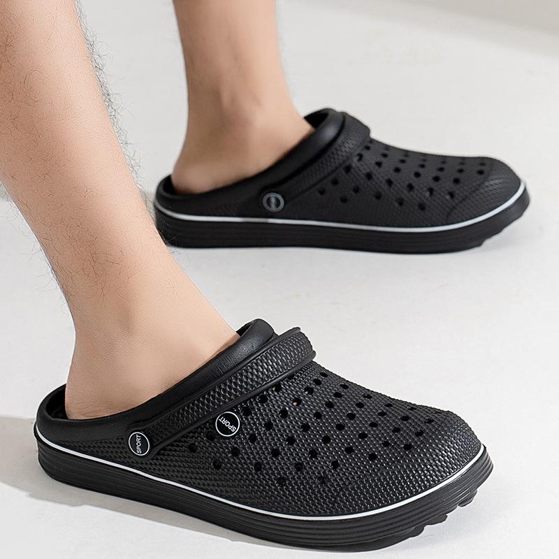 Outer Hole Shoes Men'S Casual Thick-Soled Bag Head Slippers Men'S Outdoor Beach Two Wear Non-Slip Garden Sandals