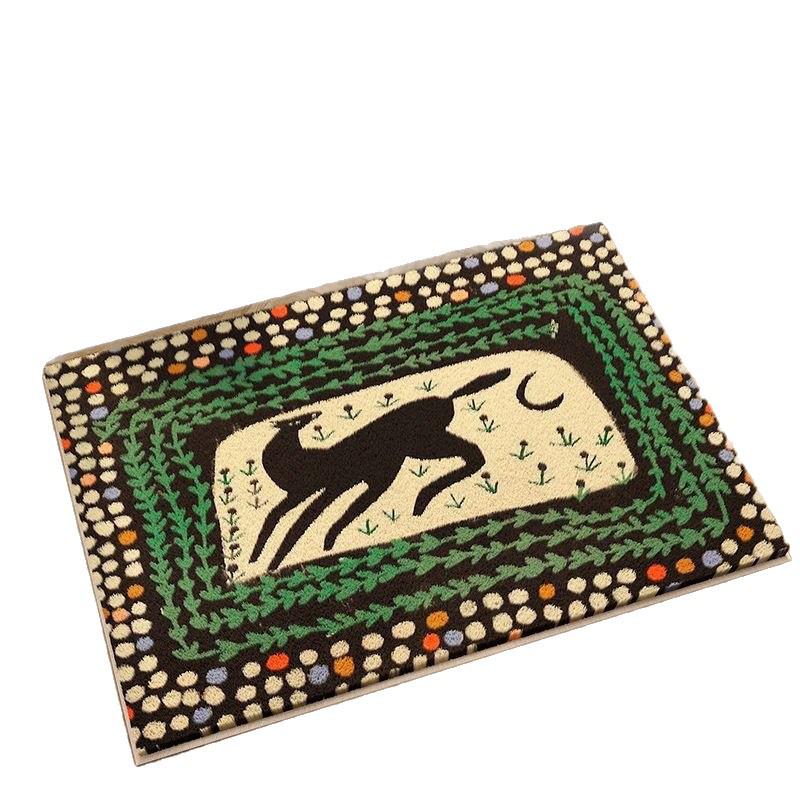 Nordic Art Faux Cashmere Non-Slip Floor Mat - Soft, Absorbent Carpet for Bathroom, Toilet, Bedroom, or Bedside.