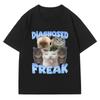 Funny Y2K Diagnosed Freak Funny Watermelon Cat Meme T-shirt  Women Oversized Streetwear Tee Fashion Summer Spring T Shirts